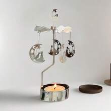 高品质烛台不锈钢材质旋转茶灯家居装饰节日礼物 - 銀色 - 查看 6