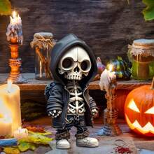 1pc Halloween Gothic Skeleton Dwarf Statue Figurine Resin Ornaments, Holiday Decorations And Gifts For Home Indoor Garden Yard Outdoor Decoration