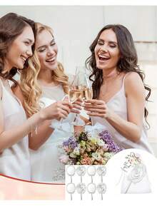 Set de regalo para invitados de boda de 16/4 piezas, espejos de mano bañados en oro con diseño de rosa, espejos bañados en oro rosa, tarjetas de agradecimiento con diseño floral y bolsas de organza, regalos para damas de honor, recuerdos de boda, adecuado para fiestas de boda y regalos de duchas nupciales - Multicolor - Ver 3