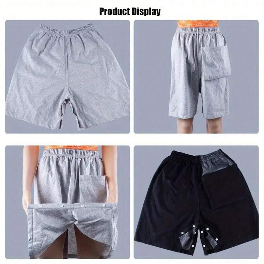 1 件可重复使用和可清洗的成人厕所尿布裤 - 透气舒适的男女通用裤，采用多功能深色纽扣设计，可调节松紧腰带，可折叠且易于存放，黑色，透气贴身设计，合身