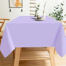 1 pieza/2 piezas Mantel desechable de color morado claro rectangular de unicolor, hecho de poliéster, apto para bodas, cumpleaños, baby showers, reuniones diarias, decoraciones de fiesta, fácil de limpiar - Púrpura malva - Ver 7