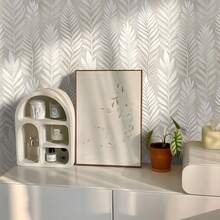1 Roll Beige Bohemian Leaf Pattern Textured Wallpaper, PVC Self-Adhesive Wall Sticker, Waterproof & Moisture Proof Floral Design, Removable & Reusable, Easy To Install & Clean, Suitable For Living Room, Kitchen, Bedroom, Dining Room And Furniture Decor, Seamless Splicing - Multicolor - View 1