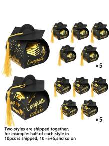 10/20pcs Graduation Cap Congrats Gift Boxes, Gold Tassel Packaging Boxes, Graduation Party Centerpiece Decor, Graduation Celebration Party Favors