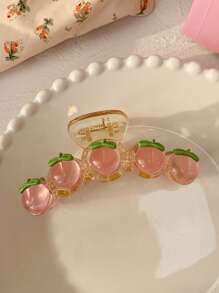 1pc Women's Transparent Pink Peach Cute Cartoon Hairclip, Suitable For Everyday Use Hair Claws Claw Clips Hair Clips Hair Jaw Clip Hair Clamps Hair Clutch Hair Catcher Clip