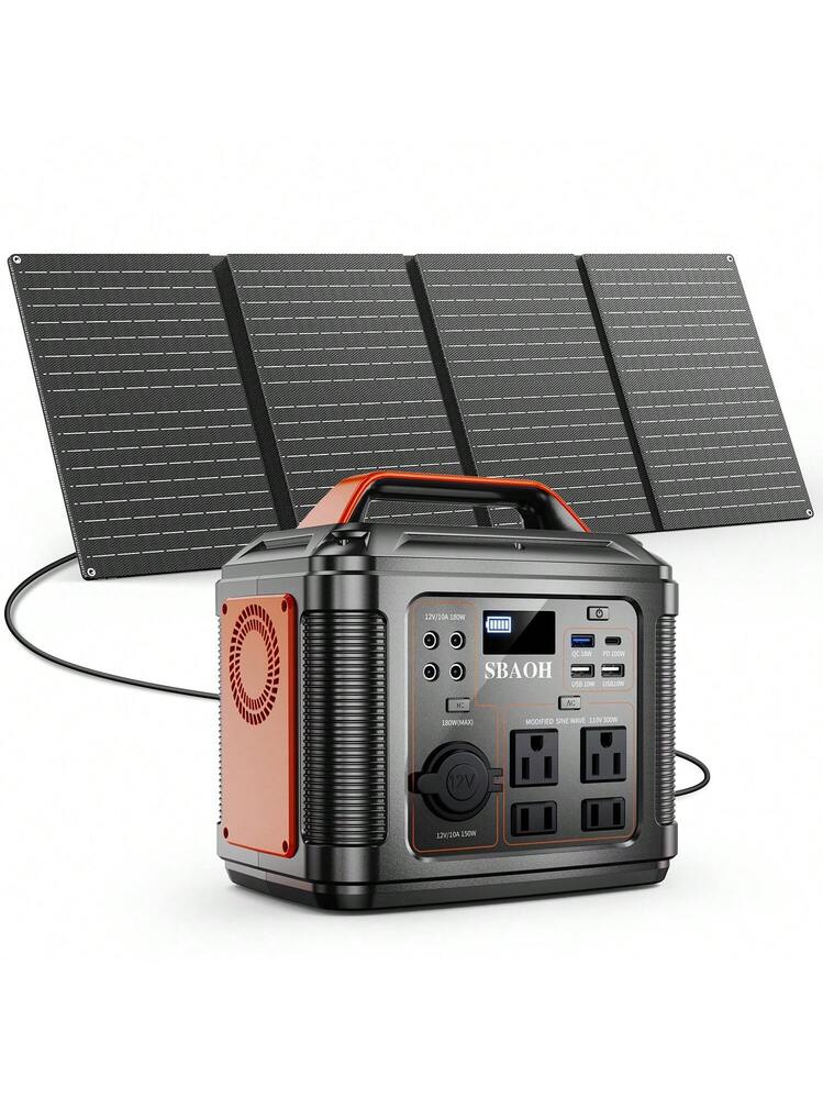 SBAOH Portable Power Station 300W 296Wh, 80000mah Power Bank,Solar  Generator For Road Trip, Off-Grid, Power Outage(Solar Panel Included) |  SHEIN USA