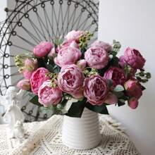 1 Stück künstliche Pfingstrose, gemischte Farben Stoff Blume, realistische Hochzeit Verlobung Tisch Wohnzimmer Schlafzimmer Heim Dekoration, geeignet für alle Jahreszeiten