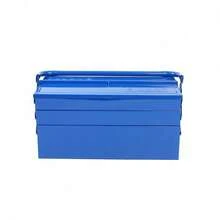 HaroldDol Ordentliche Metall Werkzeugkiste 400x200x210mm mit klappbarer Werkzeugaufbewahrung, 2 Ebenen, 3 Ablagen und Griff für Autoreparaturen - Blau - Übersicht 8