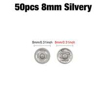 50-6件/100-12件 8-25毫米 黑色/银色隐形按扣，用于服装、箱包、钱包的缝纫配件