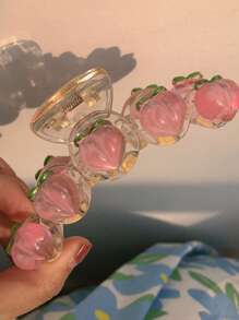1pc Women's Transparent Pink Peach Cute Cartoon Hairclip, Suitable For Everyday Use Hair Claws Claw Clips Hair Clips Hair Jaw Clip Hair Clamps Hair Clutch Hair Catcher Clip