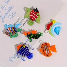 1/3/6/12/24/48 piezas Peces tropicales de dibujos animados, artesanía de vidrio fundido, colgante DIY para collar, ropa, decoración colgante, accesorios, decoración del hogar y festividades