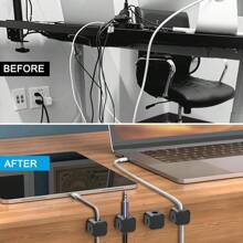 4 piezas de organizador de cables multifuncional, soporte para cables adhesivo fuerte sin perforación, adecuado para ocultar cables de carga en la oficina y electrodomésticos de cocina, aplicable a cables electrónicos