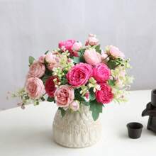 1 Stück künstliche Pfingstrose, gemischte Farben Stoff Blume, realistische Hochzeit Verlobung Tisch Wohnzimmer Schlafzimmer Heim Dekoration, geeignet für alle Jahreszeiten