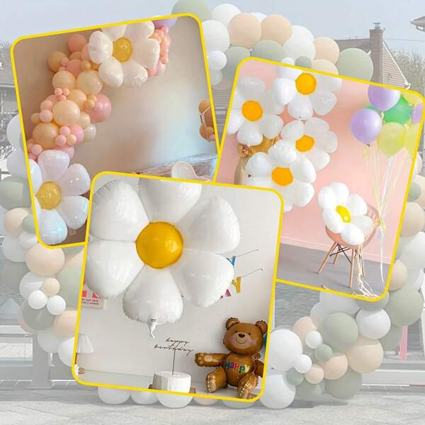 20 Pieces Daisy Shaped Aluminum Balloons, Uncharged Sunflower Party Decorations, Birthday And Party Photo Backgrounds, Birthday Balloons