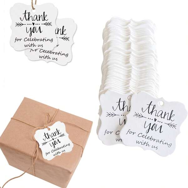50pcs/100pcs Thank You For Celebrating With Us. Handmade Tags, Gift Decorations, Blank Price Tags