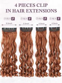Clip In Hair Extensions, 20 Inch Long Wavy 4PCS Hair Extensions Natural Soft Synthetic Fiber High Temperature Heat Resistance Clip In Hairpieces For Women Weddings Party Daily Use