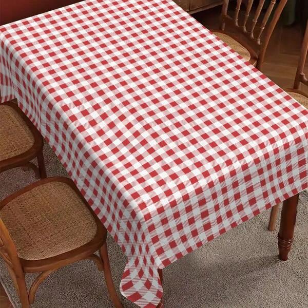 1 Stück moderner rot-weißer karierter Tischdecke, geeignet für Zuhause, Esszimmer, Küchentisch, täglichen Gebrauch in der Küche