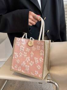 Linen Handbag,Khaki Colored Bag, Linen Button Decoration Handbag, Simple Large Capacity Handbag, Portable Casual Storage Handbag, Multi-Functional Shopping Bag, New Design, Large Capacity, Shopping Ideal, Shoulder Bag, Handbag, Lunch Bag, Lunch Box, Messenger Bag, Suitable For Women, Mother's Day Gift, Daily Use, Dating, Birthday, Holiday, Back To School, Summer, Vacation, Beach, Travel