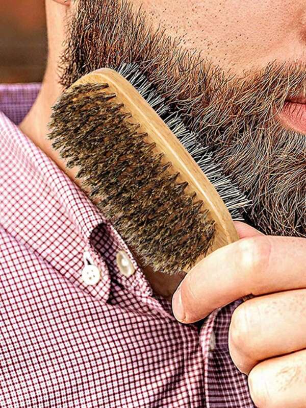 1 Double-Sided Brush For Men And Barbers – Medium And Firm Bristles For Thick Coarse Hair ,Men's Hair Brush For Smoothing, Slick Back, Fades, Beards, 360 Waves To Style, Polish, & Lay Down Hair To Create A Sleek Hairstyle For Women & Men