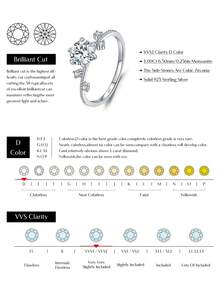 MODIAN 1CT Moissanite Ring 925 Sterling Silver Delicate Flower Six Claws Lab Created Diamond Rings For Women Wedding Jewelry - Silver - View 3