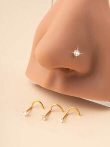 1-4pcs Fashionable 316L Stainless Steel Zirconia Circle Disposable Use Nose Stud/Nose Clip, Versatile Body Piercing Jewelry Accessories, Suitable For Women's Daily Wear, Gift For Friends