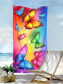 1 pieza Toalla de playa con estampado de insecto y mariposa, toalla de microfibra de secado rápido y absorbente adecuada para nadar, vacaciones, viajes, camping al aire libre