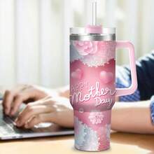 1 件 40 盎司大容量不锈钢保温咖啡杯，带手柄和吸管 - 双层真空隔热，可盛放冷热饮品，适合居家、办公室、健身房或露营 - 耐用、便携、防漏设计，是送礼佳品，母亲节返校礼物