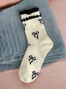 4 Pairs Butterfly Decor Breathable Moisture-Wicking Mid-Calf Socks, Assorted Dispatch - Multicolor - View 4