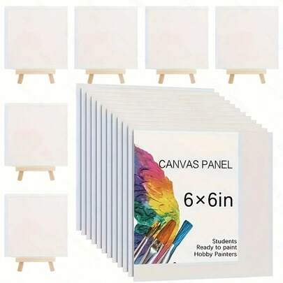 12pcs/Set (12pcs=6pcs Easel+6pcs Drawing Board) Drawing Board And Easel Combination Set, Including 6pcs Square 6*6in Drawing Board And 6pcs Easels, Affordable Price And Good Quality, Very Suitable For Beginners, Or Artists To Create Small Paintings