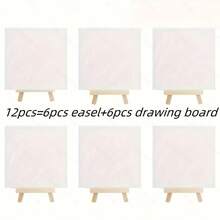 12pcs/Set (12pcs=6pcs Easel+6pcs Drawing Board) Drawing Board And Easel Combination Set, Including 6pcs Square 6*6in Drawing Board And 6pcs Easels, Affordable Price And Good Quality, Very Suitable For Beginners, Or Artists To Create Small Paintings - one-size - View 10