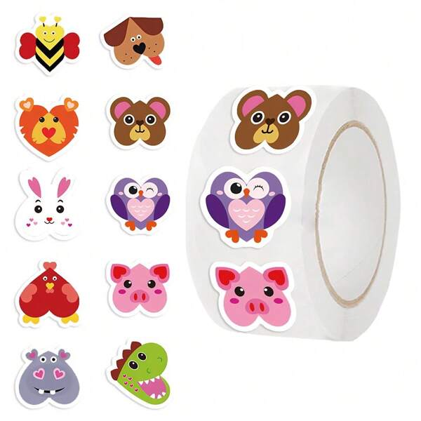 500PCS Mood Animals Stickers Roll Vinyl Stickers Scrapbook, Journaling, Laptop, Bumper, Skateboard, Water Bottles, Computer, Phone, Cartoon Anime