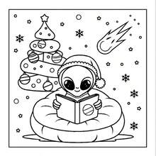 1PC (XMAS-SPACE) Coloring Book, Space Scene Cute And Terrifying Aliens Colouring Book, Premium Soft Leather Color Book, Bold And Simple Pattern Design, Easy To Design, Showcasing Life Scenes, Very Suitable For Christmas, Halloween , Lover Gifts, Very Suitable For Friends, Family And Colleagues, Relaxing Body And Mind, Comfortable Patterns, Relieving Stress, Back To School Gift - Space Scene - View 4