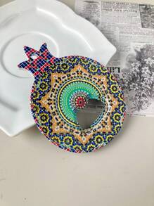 1pc Bohemian Style Pomegranate Shaped Symmetrical Floral Pattern Debossed Gold Foil Magnetic Bottle Opener, Suitable For Home Decor, Daily Use And Birthday/Holiday Gifts