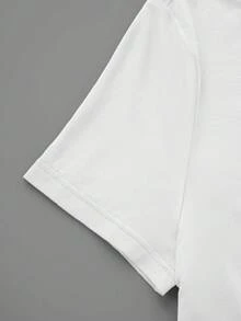 Cat And Pentagram Pattern Belly Baring Crop Top Women's Tops - White - View 6