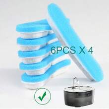 PetMuch Cat Water Fountain Filters For WF450 Replacement Filters & Pre-Filter Sponges Set For 108 Oz Automatic Pet Fountain Dog Water Dispenser, 6/12/18/24 Pcs Filter Replacement - Blue and White - View 9