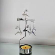 Custom Elegant Reindeer Rotate Candlestick Metal Plated Christmas Deer Tealight Candle Holder Rotary