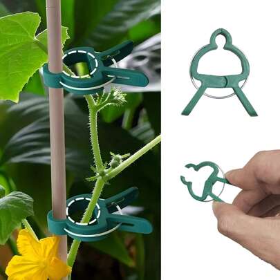 50/30/10 piezas Clips ajustables para plantas - Soportes reutilizables para flores, enredaderas, verduras y tomates - Herramientas de jardinería esenciales de plástico