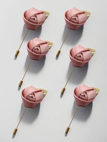 6pcs/Pack Groomsmen Lapel Flower, Silk Rose Brooch For Wedding Bride Bridesmaids, Men's Suit Accessory For Prom - Brooch - View 17