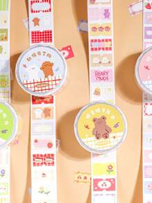 1 Roll Korean Ins Style Decorative Washi Tape, Grid Kingdom Series, Suitable For Gifts, Office, Home, Marking, Labels, Classroom, Entertainment Toys, Student Bullet Journal, Creative Vintage Decoration DIY Back To School