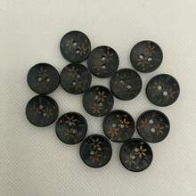 Set de 10/50 piezas Botones de madera tallada con estilo vintage en azul y dorado con diseño floral para manualidades DIY, costura y decoración de disfraces - Diseño redondo delicado con patrones finos, accesorios de costura