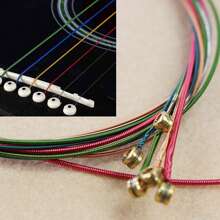 Set de 6 cuerdas de guitarra de colores múltiples, cuerdas de guitarra clásica con recubrimiento de aleación - Duradero recubrimiento arcoíris, apropiado para guitarras acústicas, mejora la calidad del sonido y el estilo