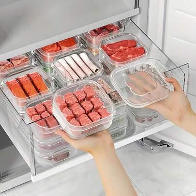 5 piezas Caja de congelador de carne para refrigerador, caja de frescura de frutas y verduras, contenedor de almacenamiento de alimentos para masa, jengibre, ajo, cebolla, utensilios de cocina para el hogar