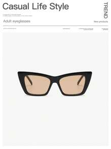 1 pièce Lunettes de mode vintage femme à l'œil de chat en acrylique avec contraste de couleurs, convient pour les sorties, les tenues et les cadeaux de vacances d'été, extérieur, voyage