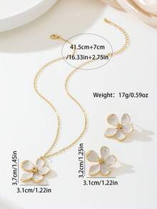 2 件套珐琅釉面花卉吊坠项链和耳环套装，简约、优雅、时尚，适合母亲节礼物、派对、宴会和日常佩戴