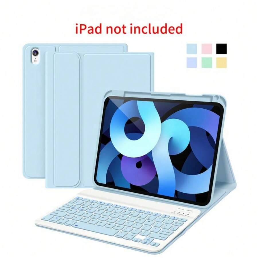 STWMOOCE Detachable IPad Wireless Keyboard Leather Case With Tablet Magnetic Pencil Holder And Stand, Compatible With 10.2-Inch IPad 7/8/9th,IPad 10th,10.9-Inch IPad Air4/5th,11 IPad Air(M2/M3),11-Inch IPad Pro1/2/3/4th Gen Bluetooth Keyboard Cover - Sky Blue - 查看 1