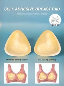 1 Par de Almofadas Adesivas Dupla Face para Peito, Almofadas Adesivas para Peito - Almofadas de Elevação Triangulares - Almofadas Reutilizáveis, Almofadas Invisíveis Grossas para Sutiã e Maiô Bikini, À Prova d'Água para Natação