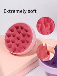 1 pieza Cepillo masajeador del cabelludo, peine de baño, 1 pieza Peine de silicona suave para el cuidado del cabelludo, Cepillo exfoliante del cabelludo para ducha para eliminar la caspa, masaje de cabeza, para uso en seco y húmedo para hombres, mujeres y niños, con mango y fácil de sujetar, cepillo de lavado de cabello de dos tonos