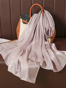 1件套阿巴雅配饰，基础款女士纯色丝绸岛屿优雅柔软头巾，光泽亮丽，风格保守，阿拉伯休闲长围巾，适合日常佩戴，柔软头巾，遮面服饰，连衣裙