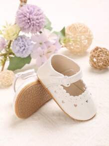 1 Pair Solid Color Soft Rubber Sole Princess Flats For Babies 0-1 Year Old, Spring/Autumn