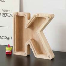 1pc Creative Wooden Alphabet Letter Coin Bank - 26 A-Z Coin Piggy Bank, Penny Saver, Acrylic Transparent Design Decor, Suitable For Birthday Gift, Home Decor, Halloween, Christmas, Thanksgiving, Easter Gifts, Back To School - Multicolor - View 28