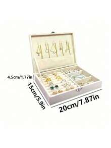 1pc Flip Design Jewelry Box, High-End Jewelry Box, Large Capacity Jewelry Storage Box, Ring And Necklace Storage Box, Velvet Jewelry Tray, Display Box, Easy Flip Cover, Suitable For Storing Earrings, Watches, Lipsticks And Other Accessories, Jewelry Holder, Jewelry Storage Bag, Rings, Earrings, Necklaces, Bracelets, Jewelry Accessories, Birthday Gift, Mother's Gift Summer For Women Storage Organizer Gift Wedding - Multicolor - View 6